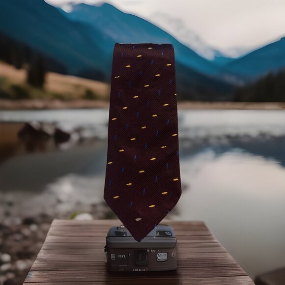 NWT LUIGI BOTTINELLI Repp 100% SILK TIE NECKTIE VINTAGE MADE IN ITALY Brown Dash - Picture 1 of 14